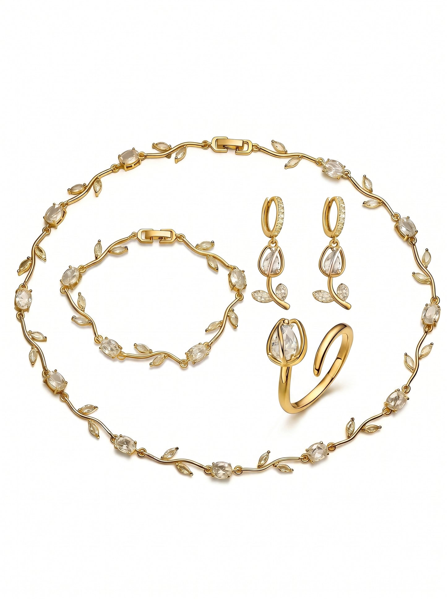 The Tulip Jewelry Set - Clear White