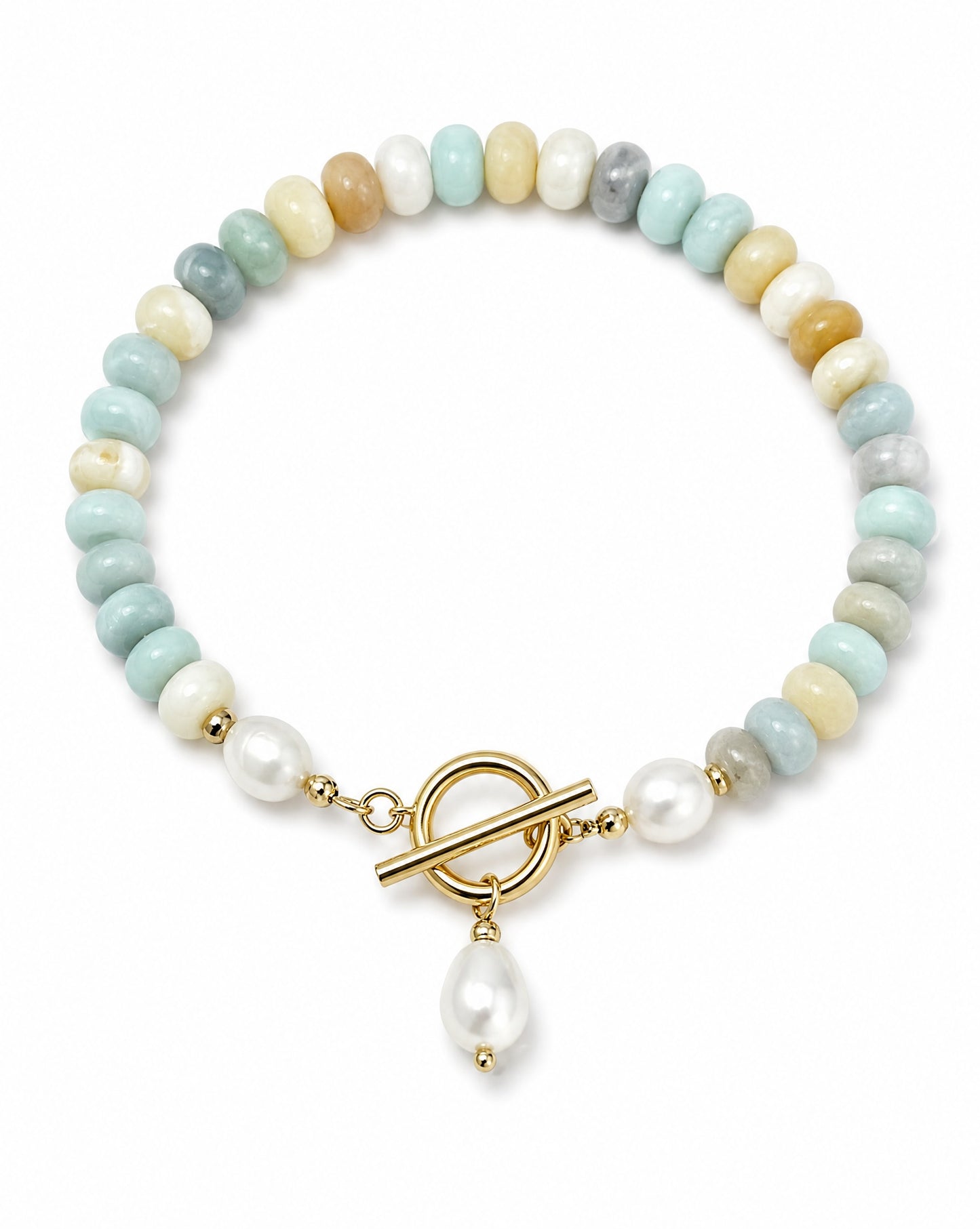 The Turquoise Bead Bracelet - Gold