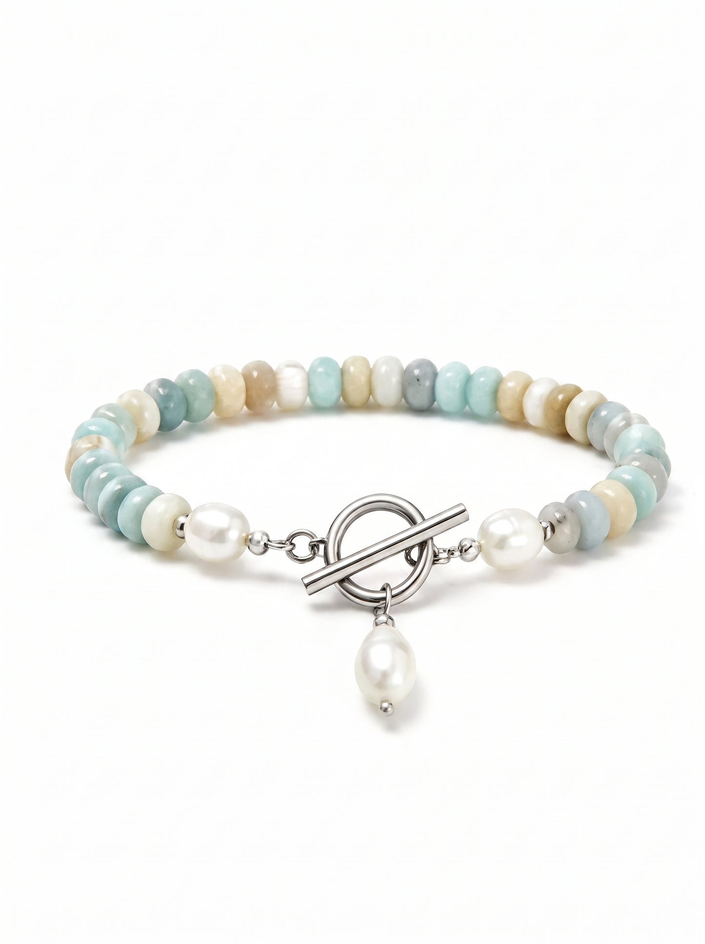 The Turquoise Bead Bracelet - Silver