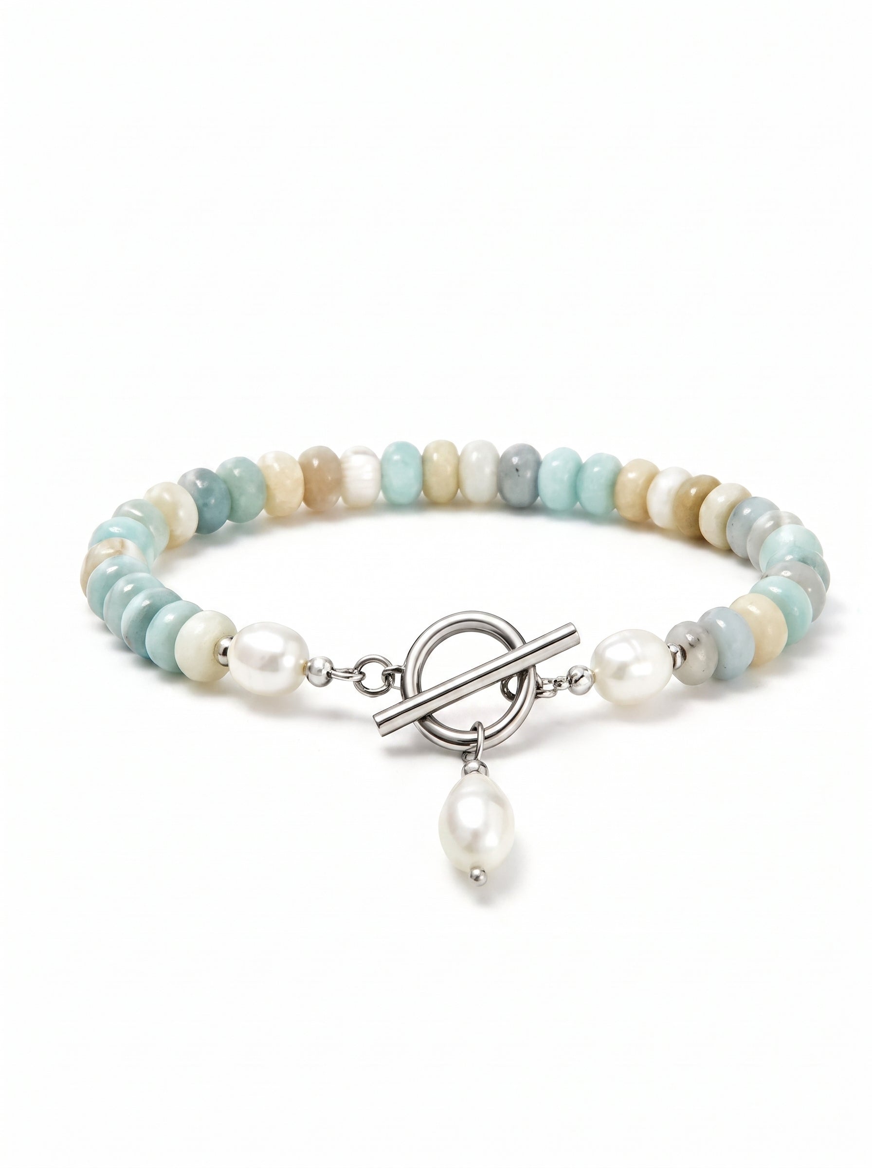 The Turquoise Bead Bracelet - Silver