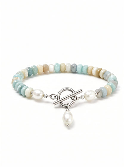 The Turquoise Bead Bracelet - Silver