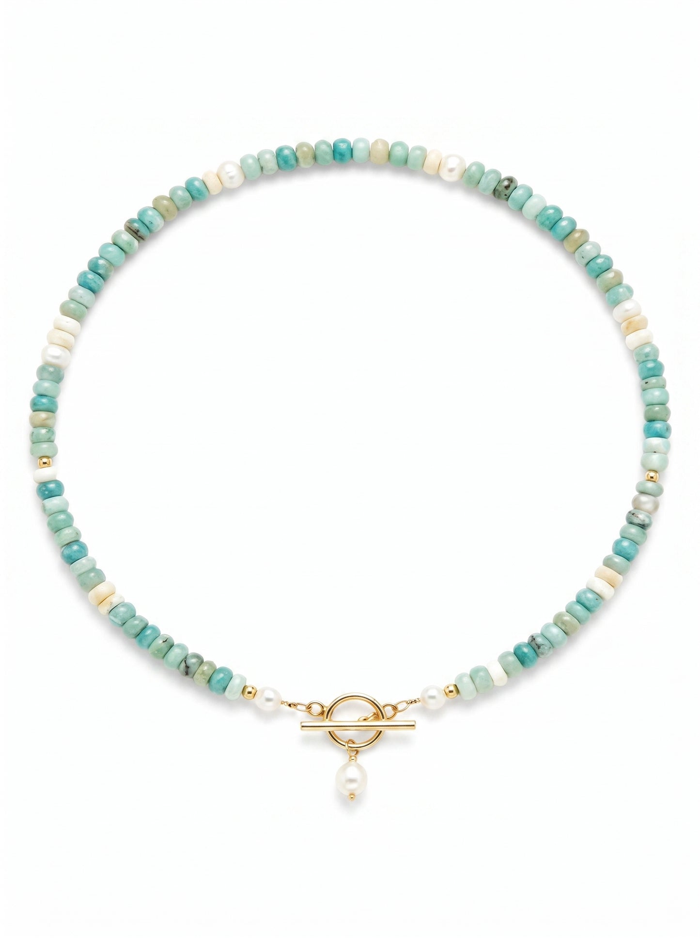 The Turquoise Bead Necklace - Gold