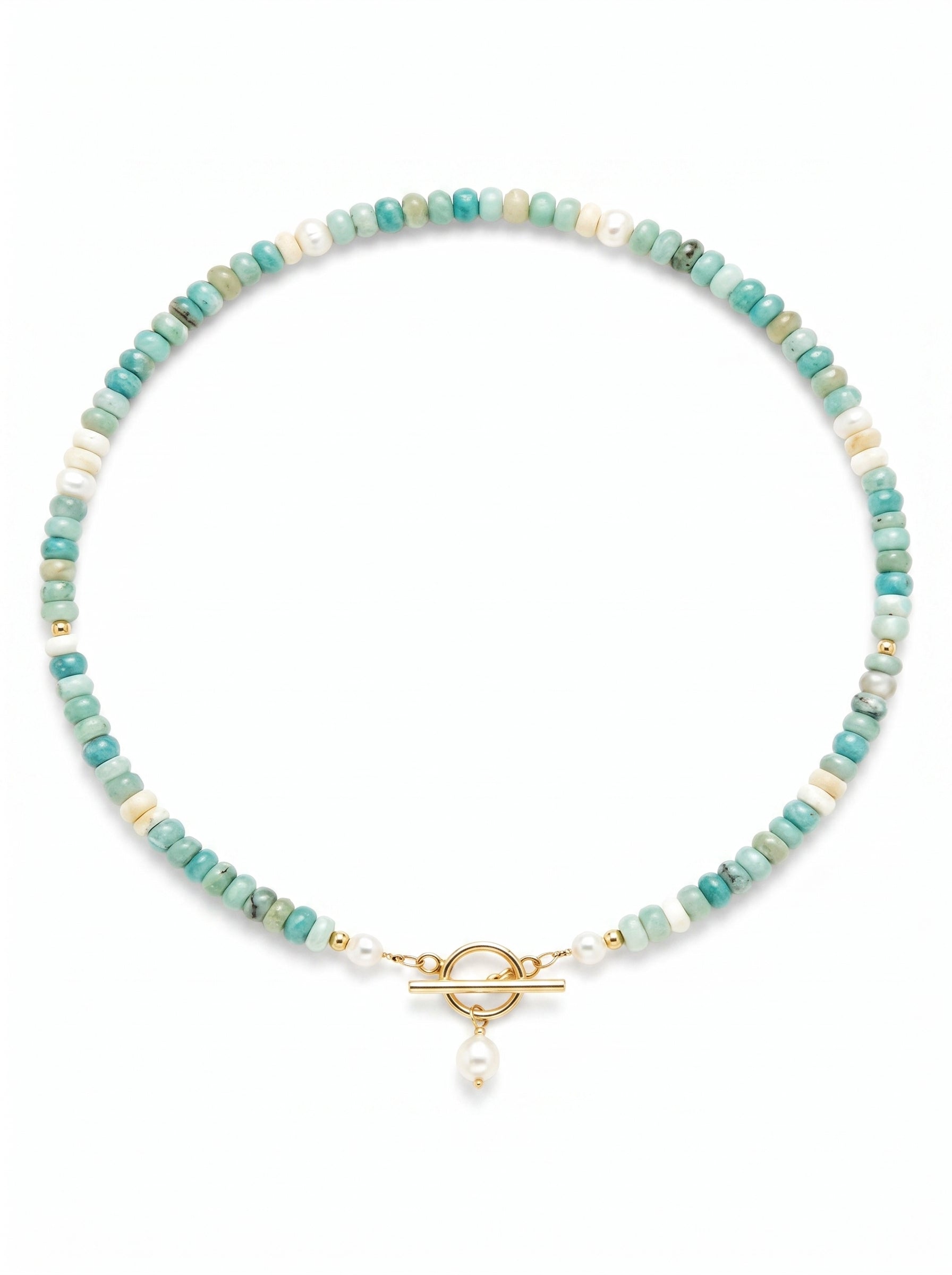 The Turquoise Bead Necklace - Gold