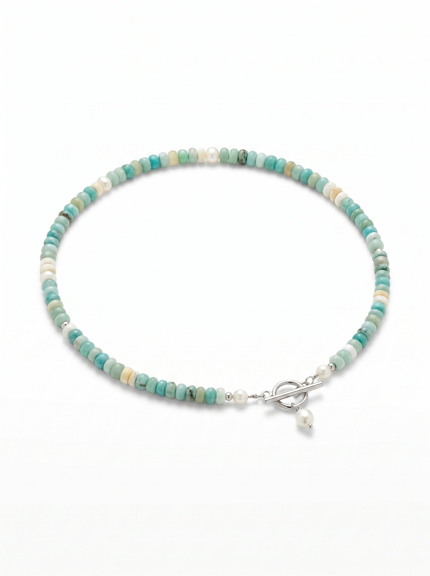 The Turquoise Bead Necklace - Silver