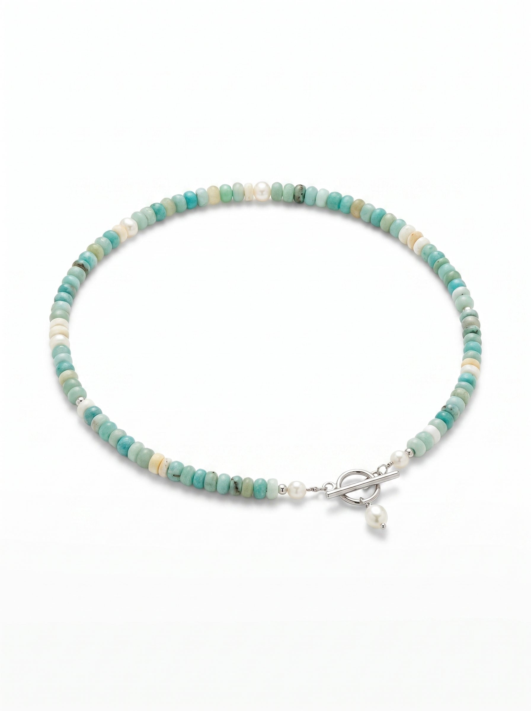 The Turquoise Bead Necklace - Silver