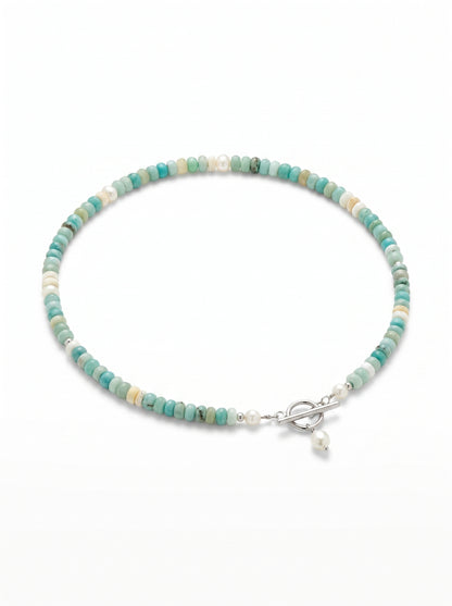 The Turquoise Bead Necklace - Silver