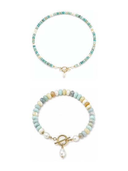 The Turquoise Bead Set - Gold