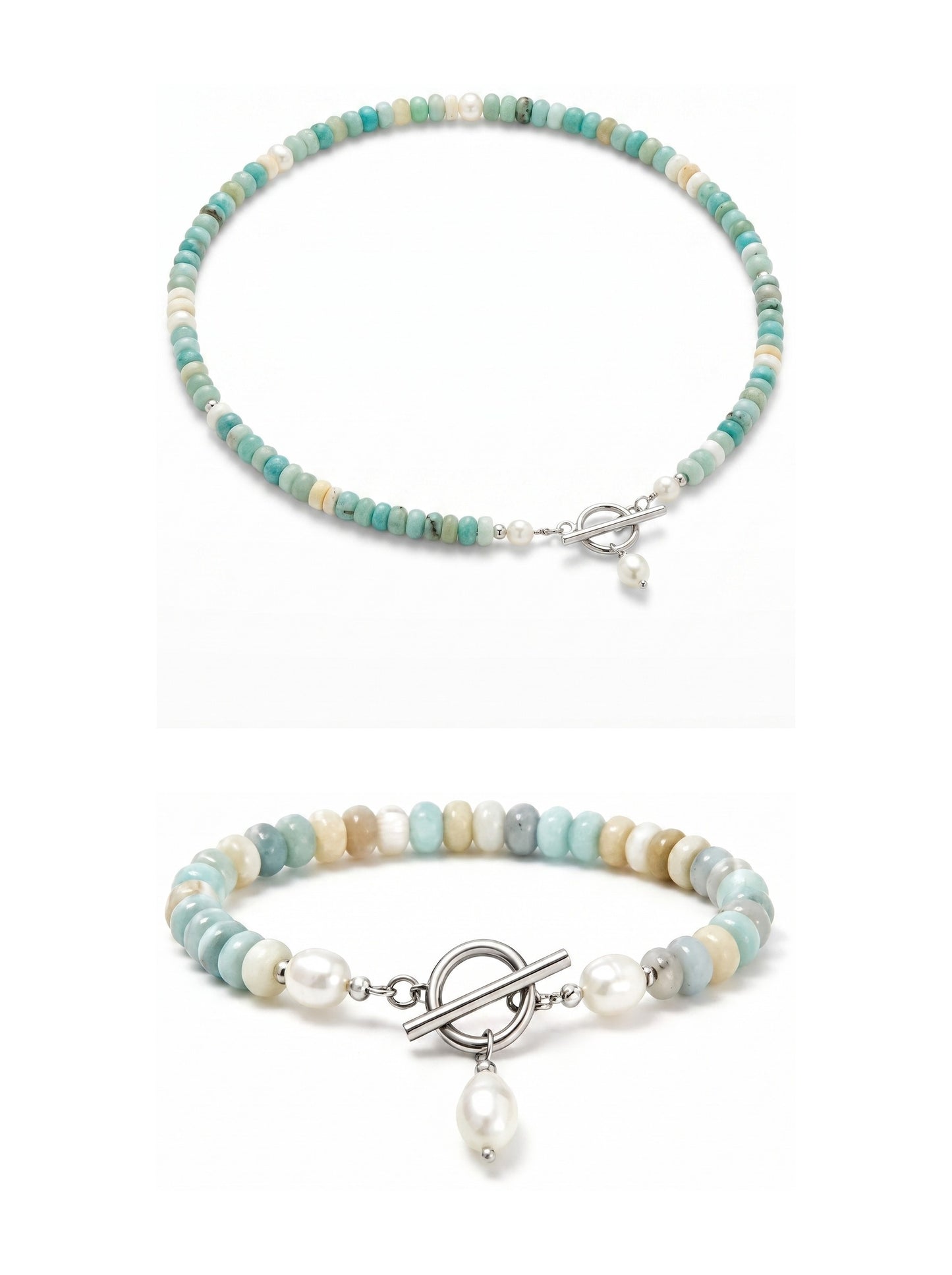 The Turquoise Bead Set - Silver
